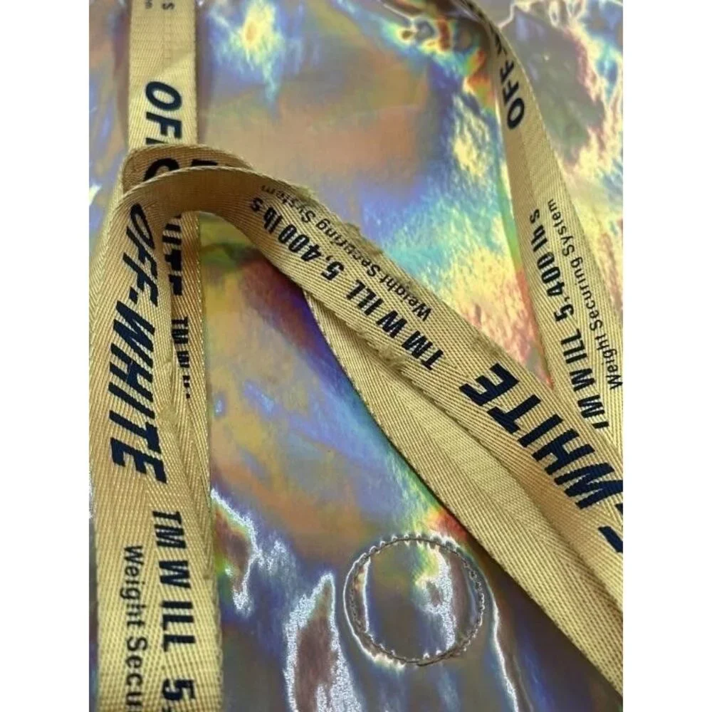 Off White Mily Hologram Tote Bag Laser PU Leather Lightweight Handbag Unicorn